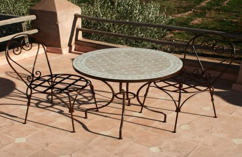 table-exterieur-fer-forge-mosaique